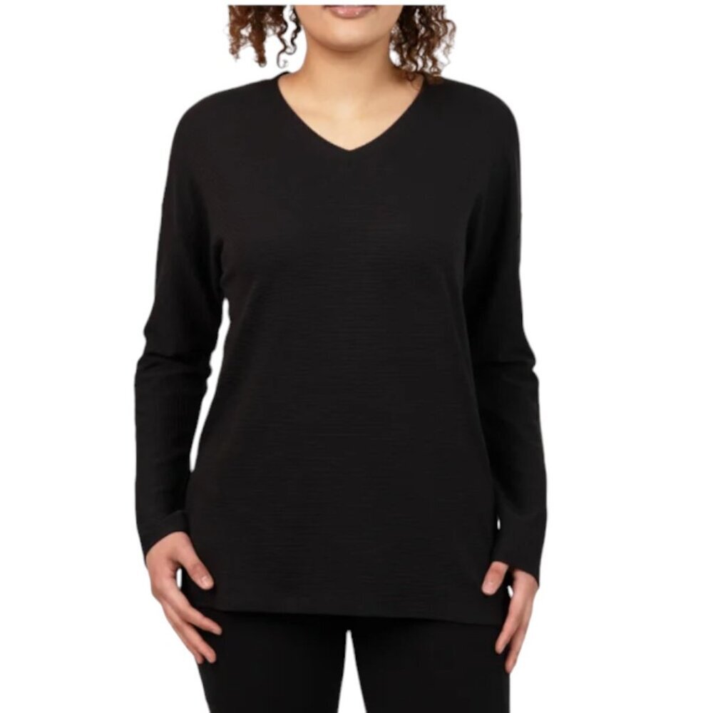 🍀 NEW Ellen Tracy Ottoman Ribbed Top | Black